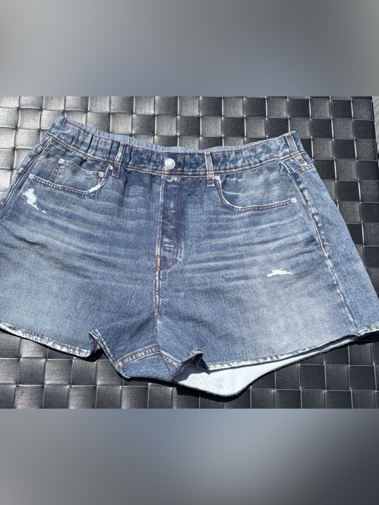rag & bone Pants - rag & bone Distressed Medium Blue Denim Shorts